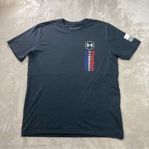 Under Armour Freedom Shirt Men's Sz L Black USA Flag Eagle Loose Fit